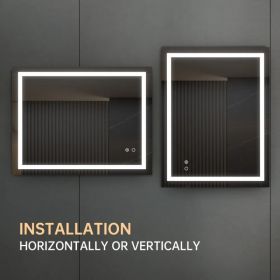 36'*28' LED Lighted Bathroom Wall Mounted Mirror with High Lumen+Anti-Fog Separately Control+Dimmer Function (Option: 36*28)