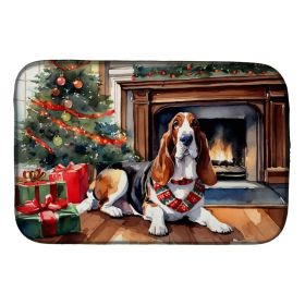 Basset Hound Cozy Christmas Dish Drying Mat Absorbent Dish Drying Mat Pad for Kitchen Counter Dish Drainer Mat for Countertop, 14 x 21", Multicol (Option: Default)