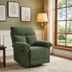 Modern Swivel Rocker Recliner Chair, Manual Overstuffed Glider Armchair with Textured Fabric for Living Room and Nursery (Option: Dark green)